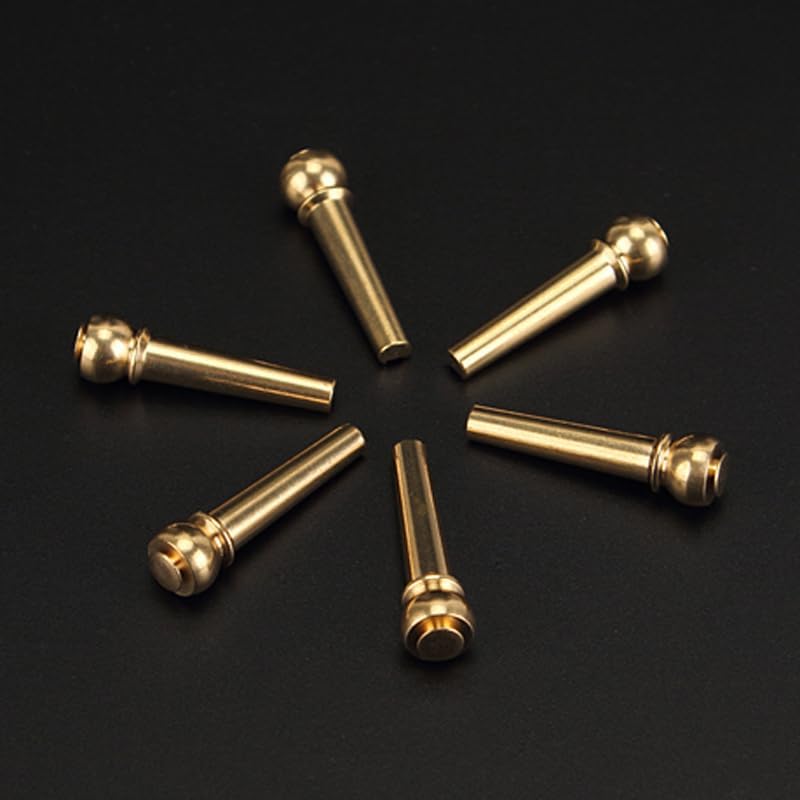 MAXCHEER 6Pcs Brass Acoustic Guitar Bridge Pins Guitar Strings Fixed Cone String Pins String Nails with Guitar Pins Puller（Gold） - Image 3